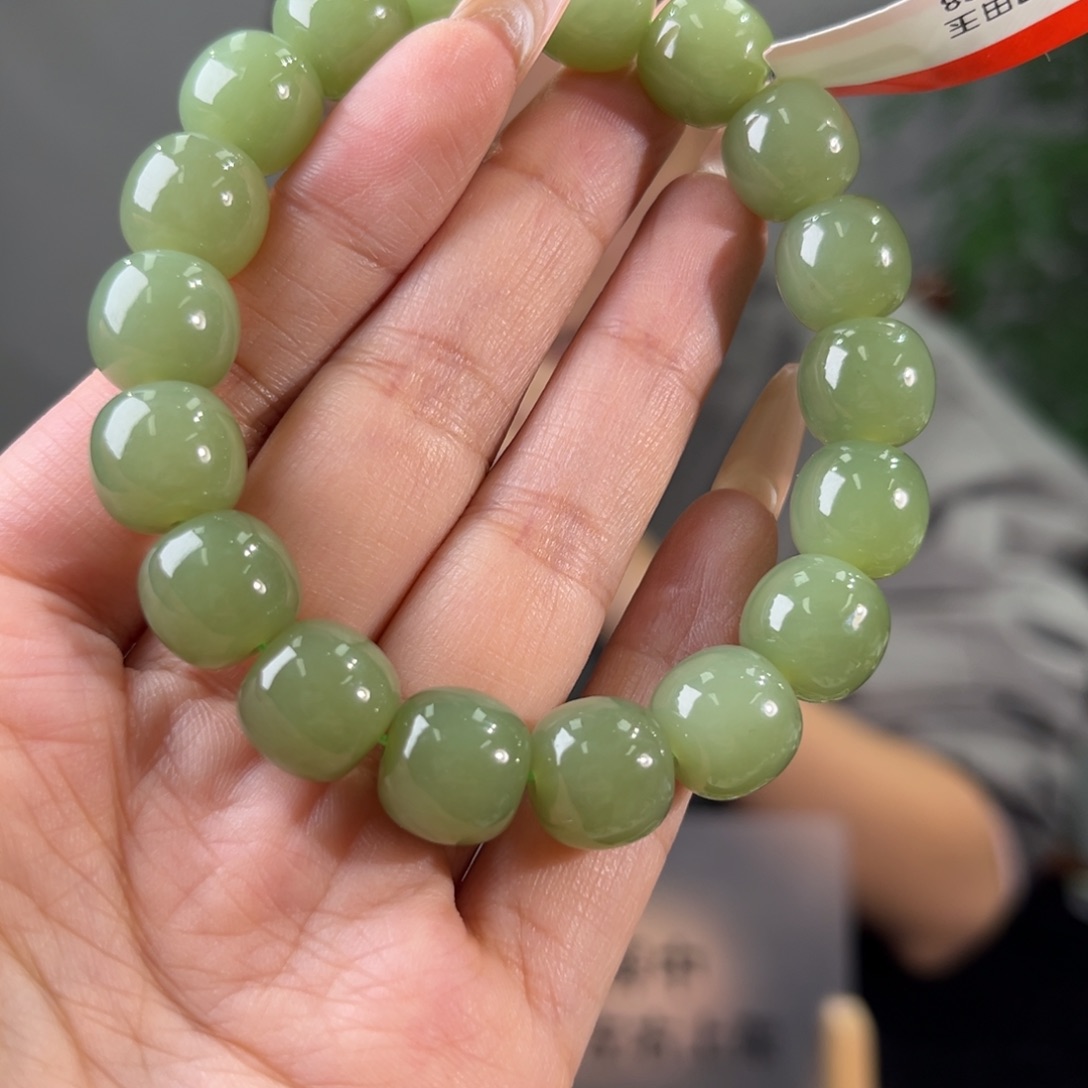 和田玉未镶嵌手链纯天然和田玉新疆若羌青黄口卡12