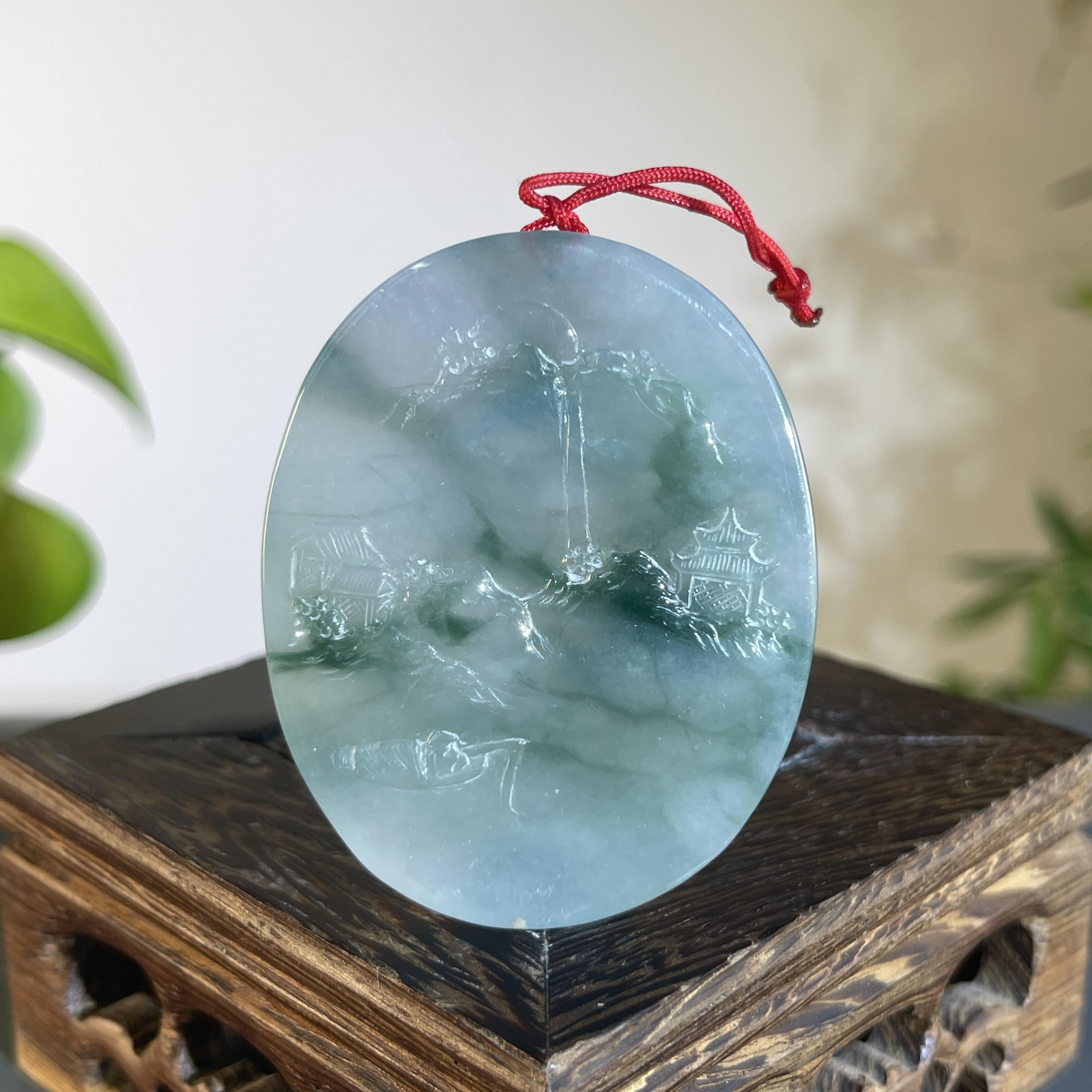 JXB19-132  天然缅甸A货翡翠 山水牌