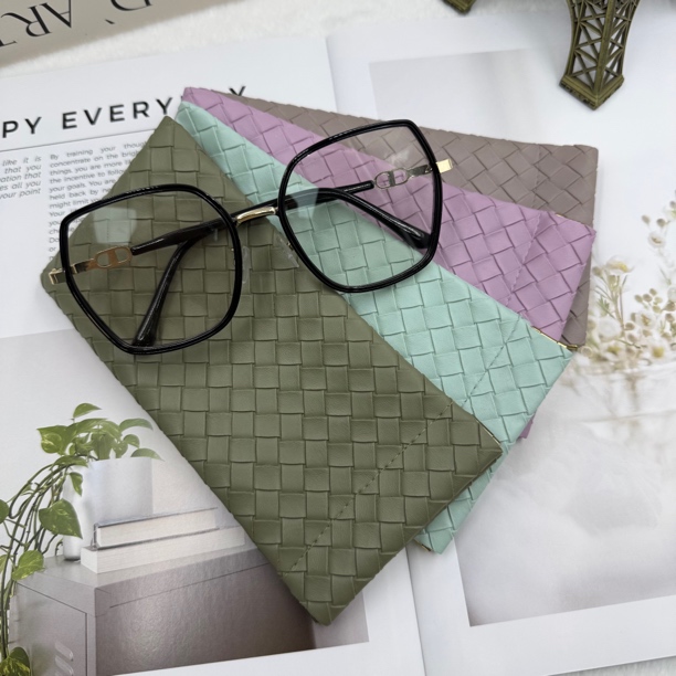 简约纯色编织眼镜包弹片设计抗压便携近视太阳眼镜收纳袋