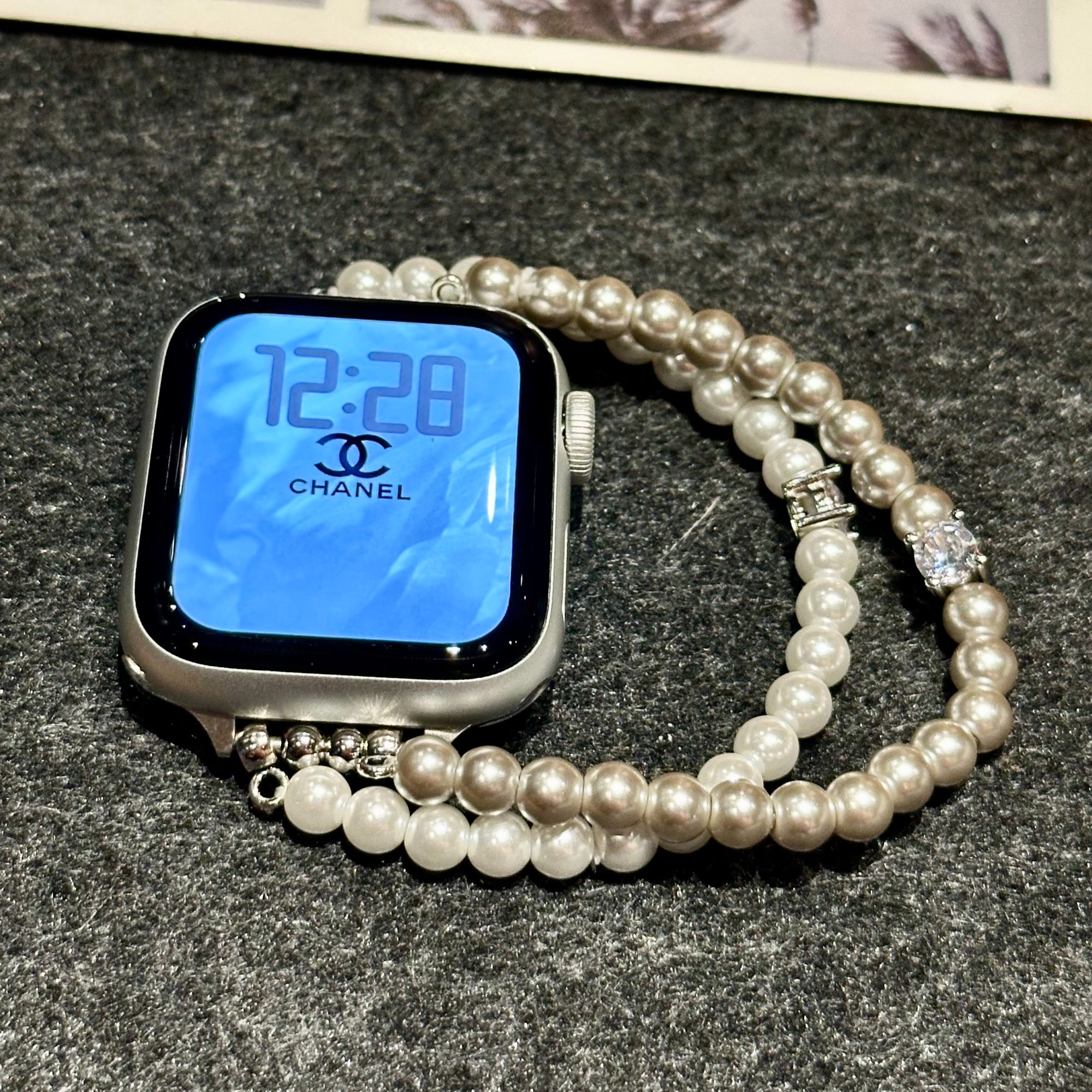 方糖珍珠双链适用iwatch表带S10苹果手表applewatch46MM42MM女