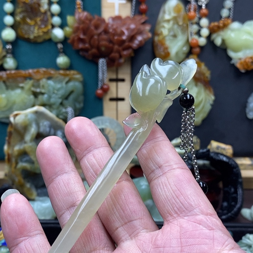 【闪购商品】蛇纹石玉发簪未镶嵌