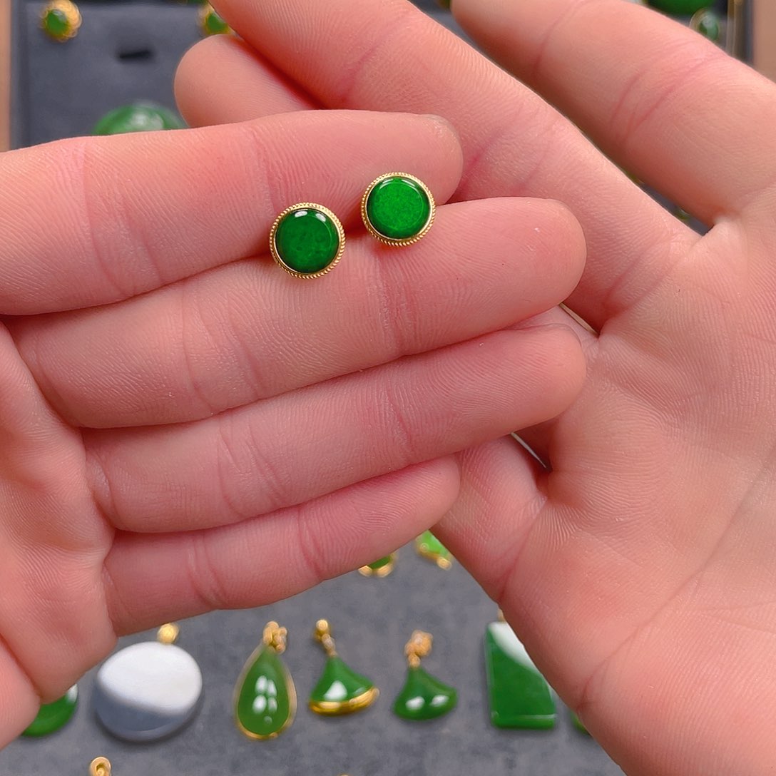 翡翠耳饰18K金镶嵌14801480