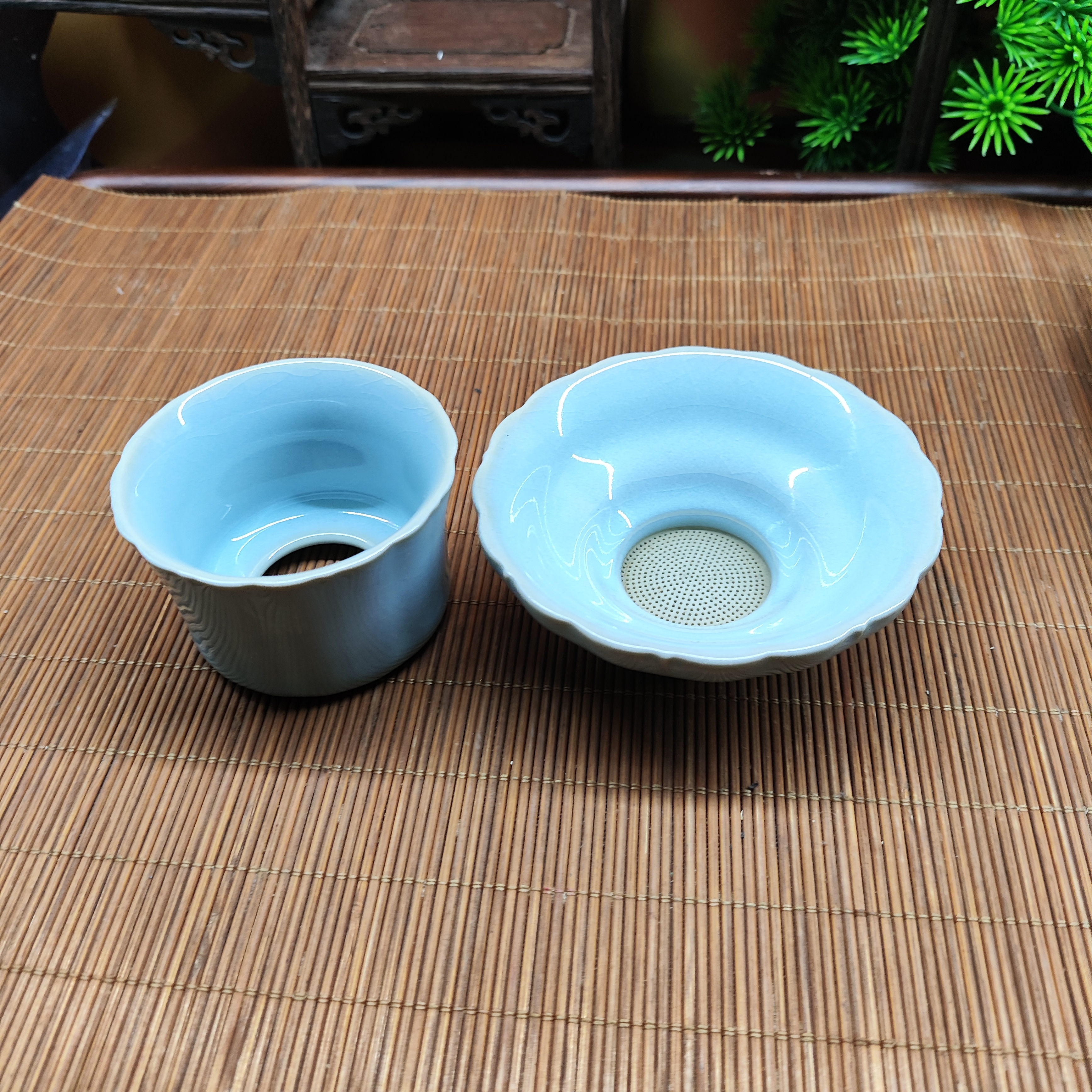 汝瓷茶漏。简单好用款，全品，天青玛瑙釉，开片好