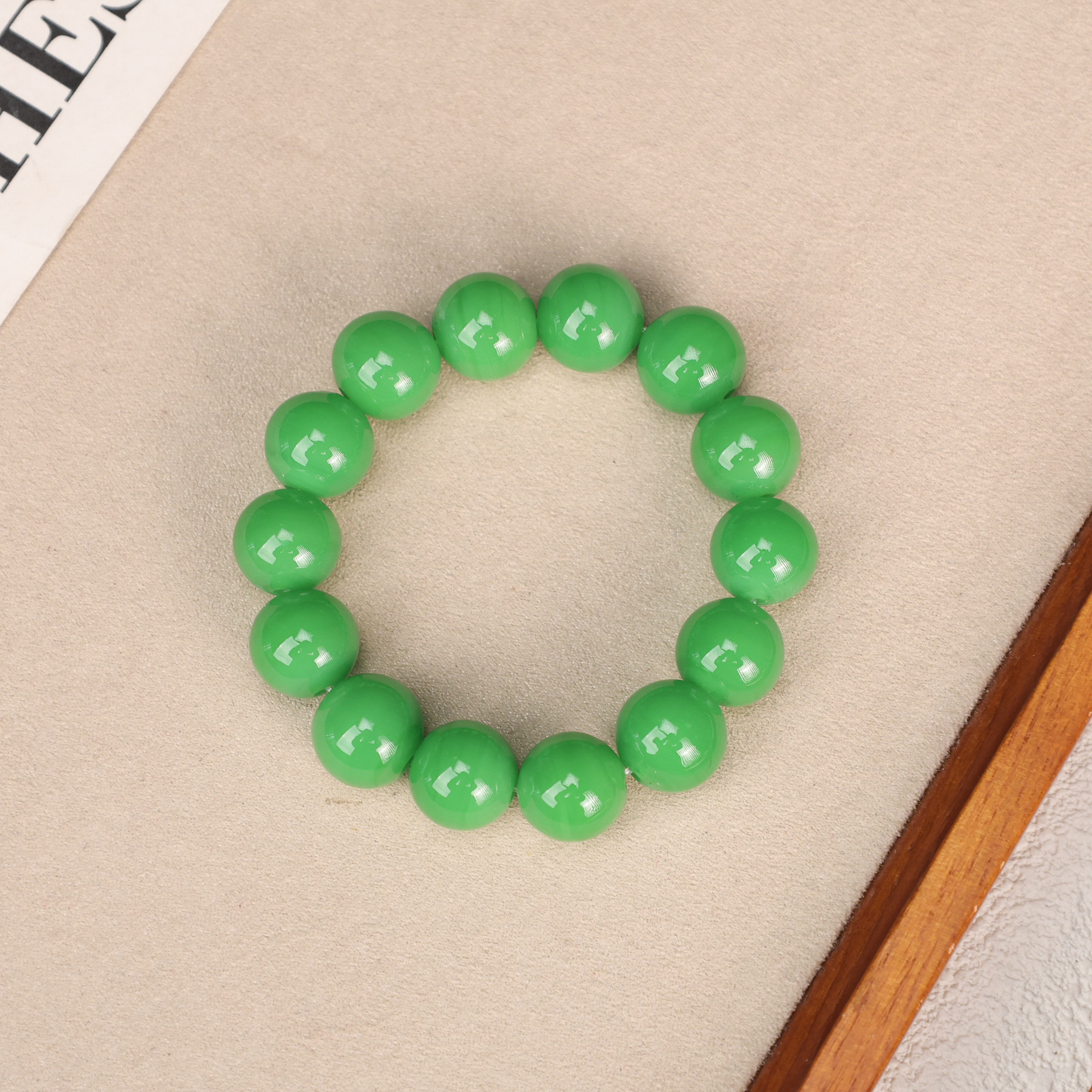 手链 LZ4875-1翠绿色满串手串14mm