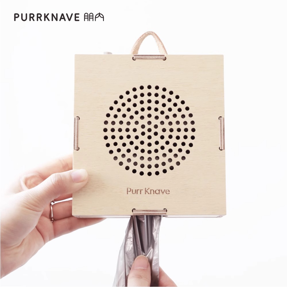 PurrKnave防带砂猫厕所适用垃圾袋收纳盒壁挂木盒宠物垃圾袋盒子