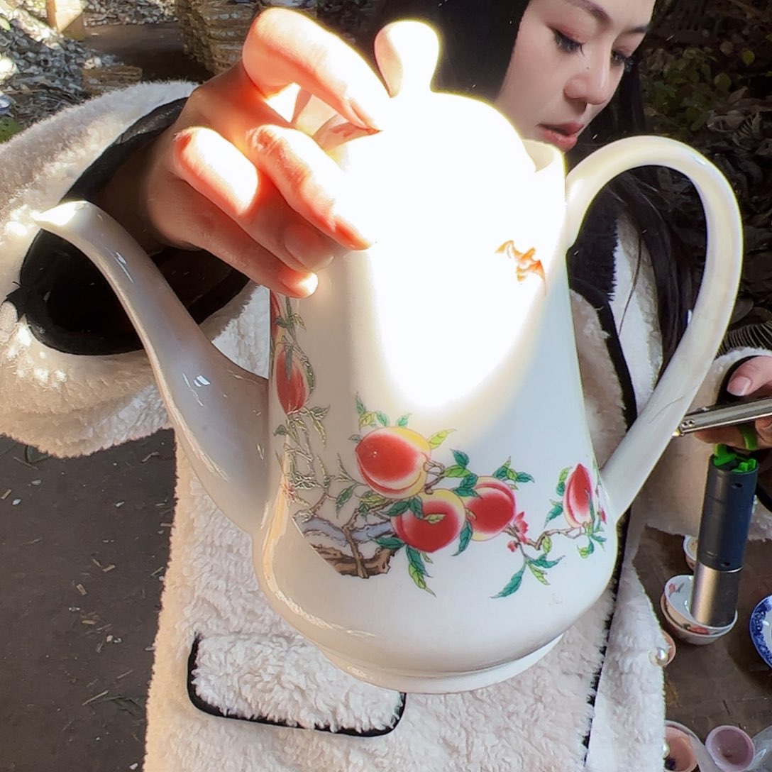 摆件陶钡***晴景德镇陶瓷寿桃壶