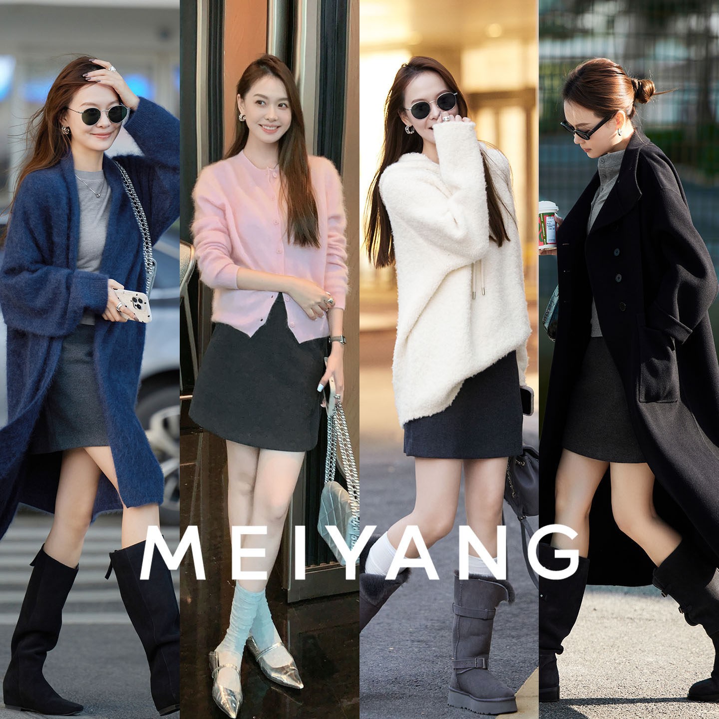 美洋MEIYANG 欧尼半裙 无龄感穿搭~仿毛呢简约A字短裙含裤衬-周一