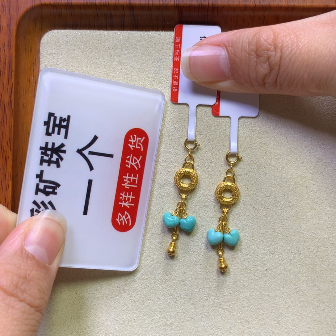 绿松石挂件18K金镶嵌