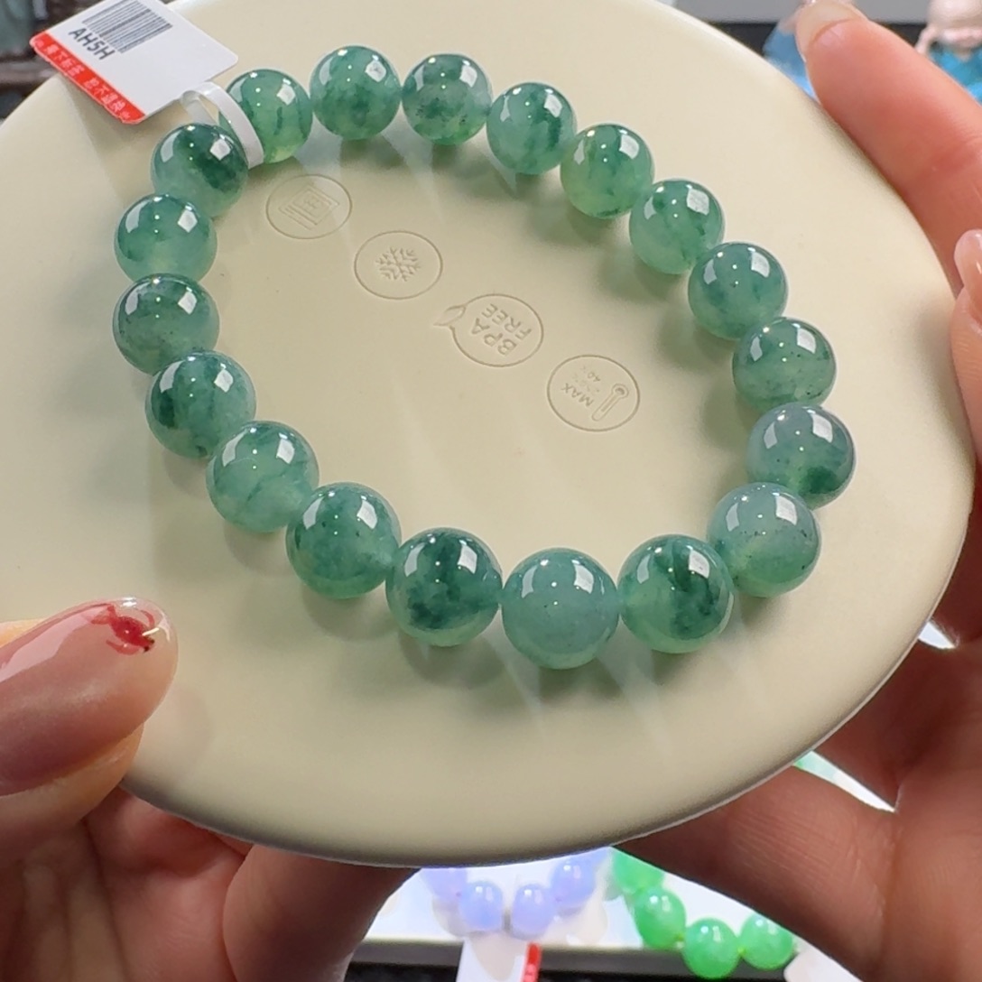 翡翠颈饰未镶嵌冰胶飘蓝绿单圈10mm