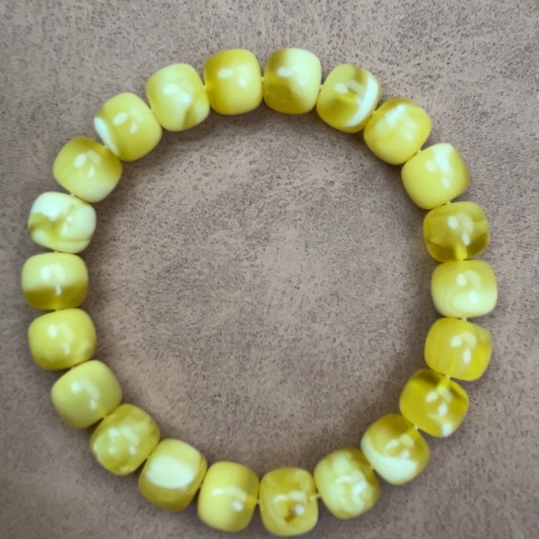 蜜蜡未镶嵌手串纯天然俄料奶白花9.5*8.5腕口16+