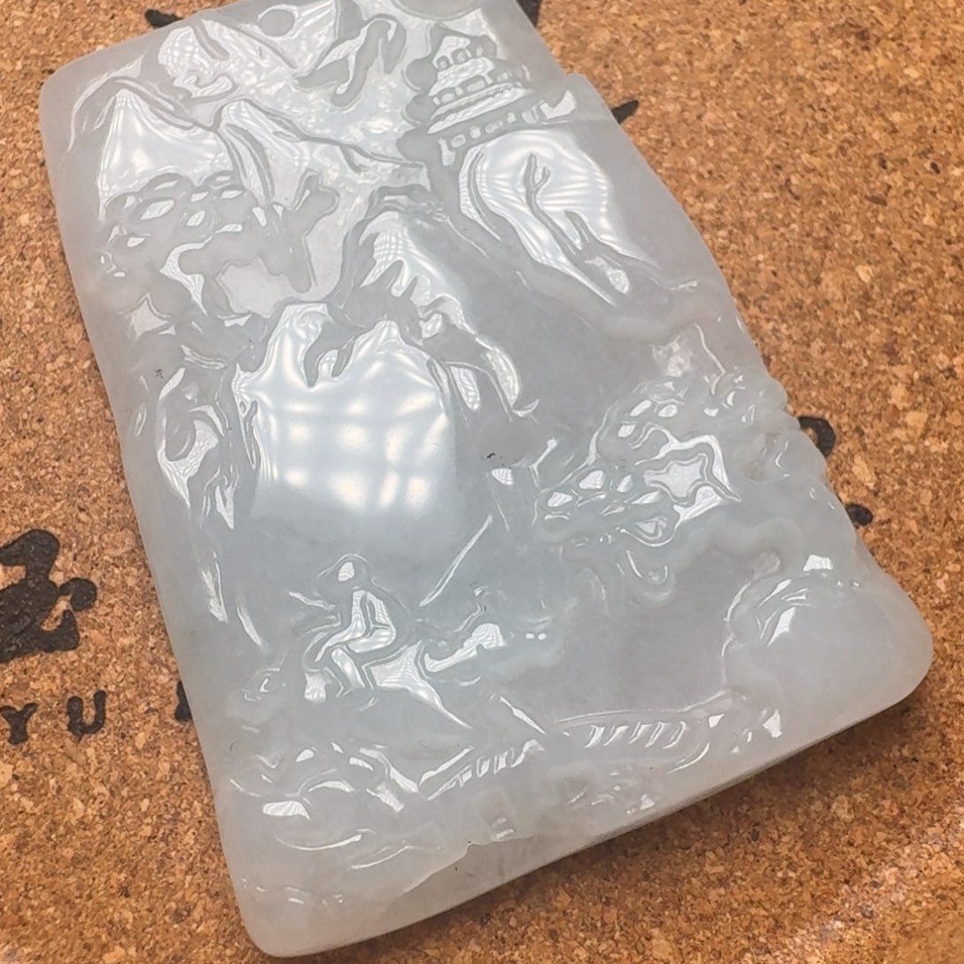 翡翠未镶嵌颈饰9号翡翠山水牌