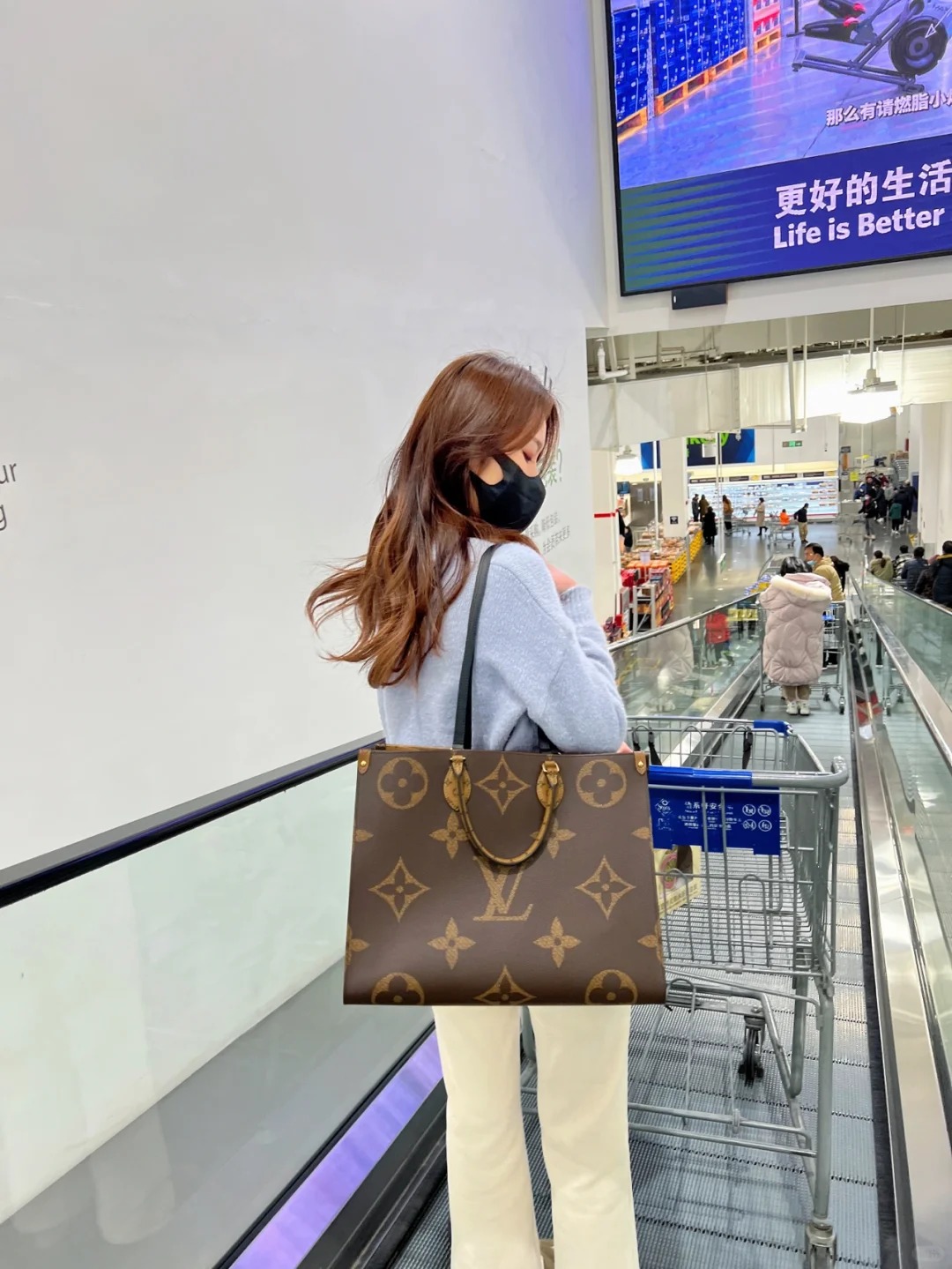 95新 LouisVuitton/路易威登 lv onthego大号老花/98新/优选