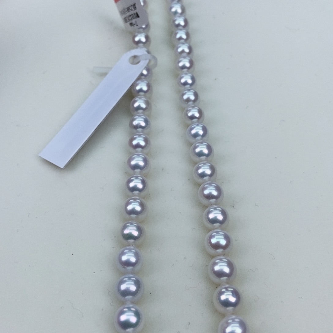 淡水珍珠7-8正圆极光白透银蓝银S925镶嵌