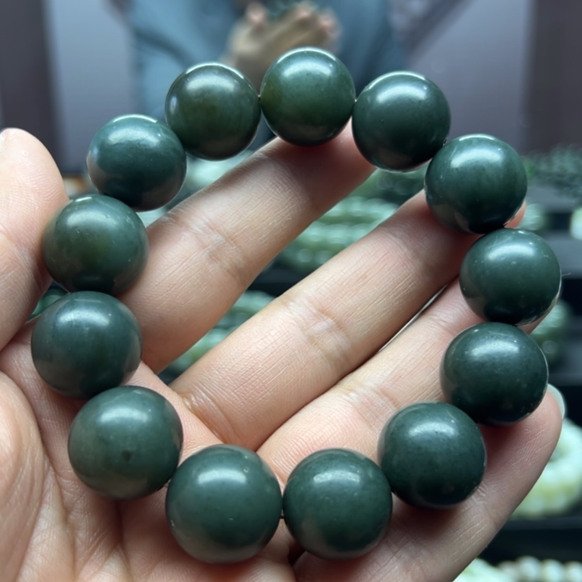 【闪购商品】和田玉手串未镶嵌且末蓝卡18