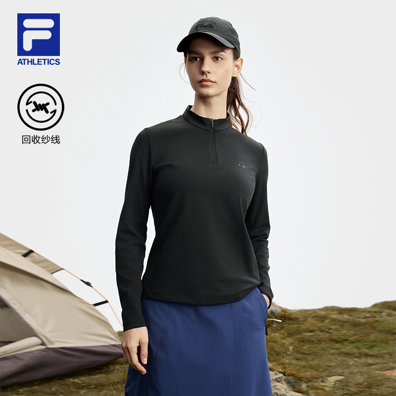 Fila/斐乐女士【半拉链立领】秋季新款显瘦运动T恤上衣A11W537201F
