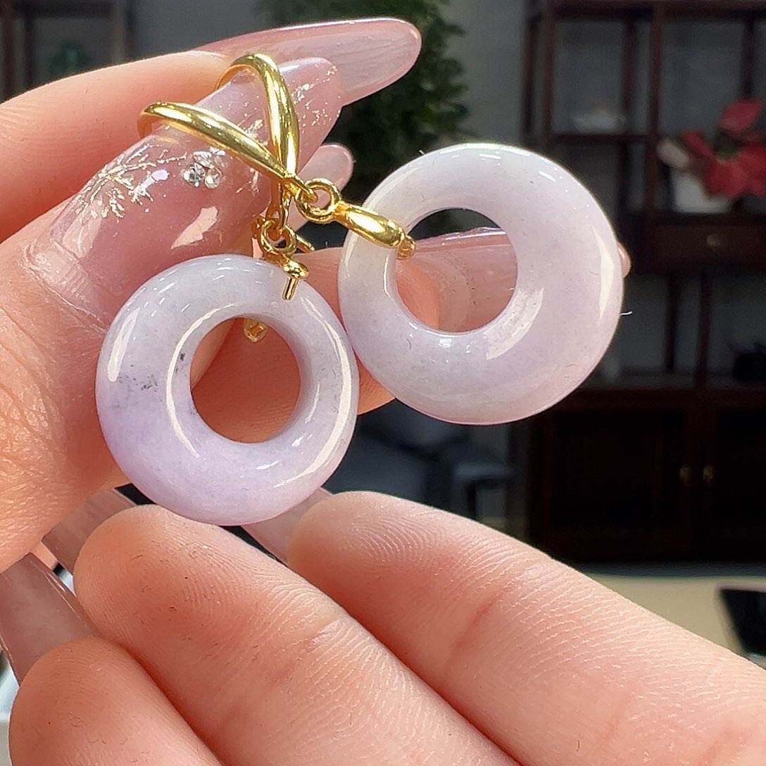 翡翠耳饰银S925镶嵌耳环30
