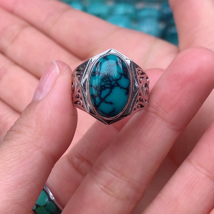 绿松石颈饰银S925镶嵌