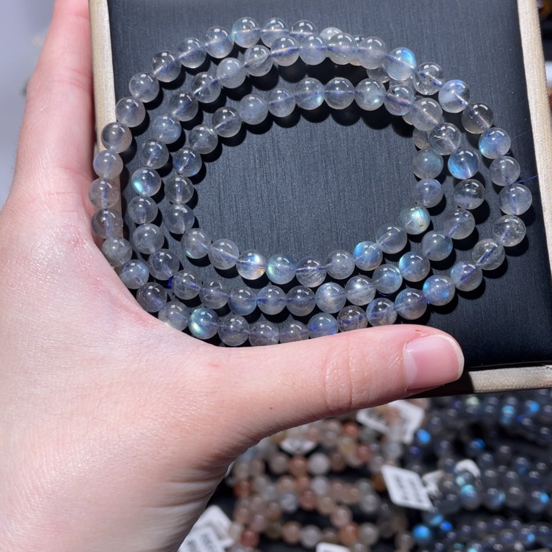 手链未镶嵌长石多圈彩光灰月光6m+