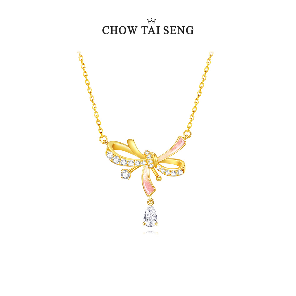 Chow Tai Seng/周大生 坠链均925银 流光蝴蝶结项链S0N300924CH