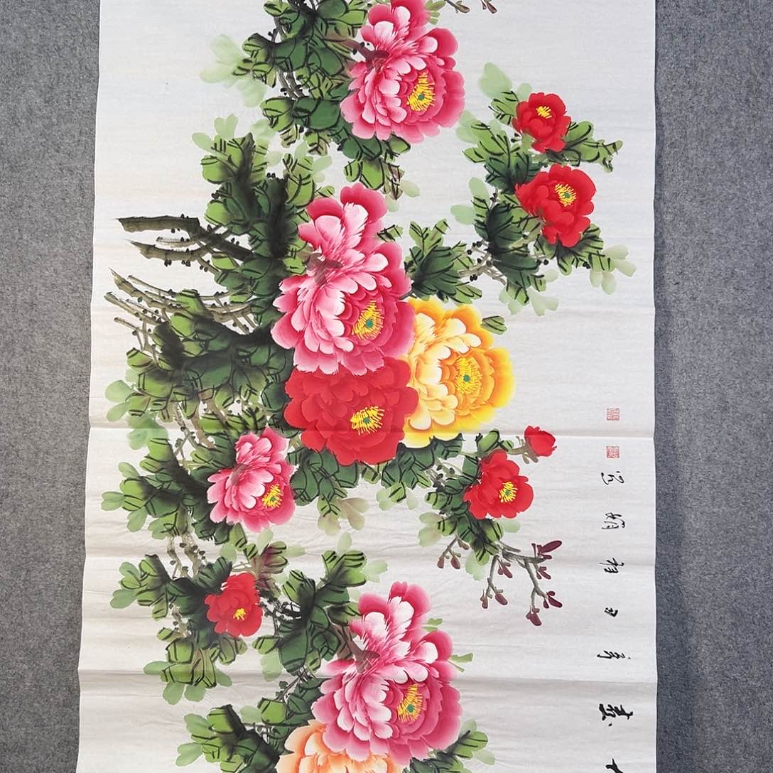 国画765 牡丹等花卉图案装饰图案为