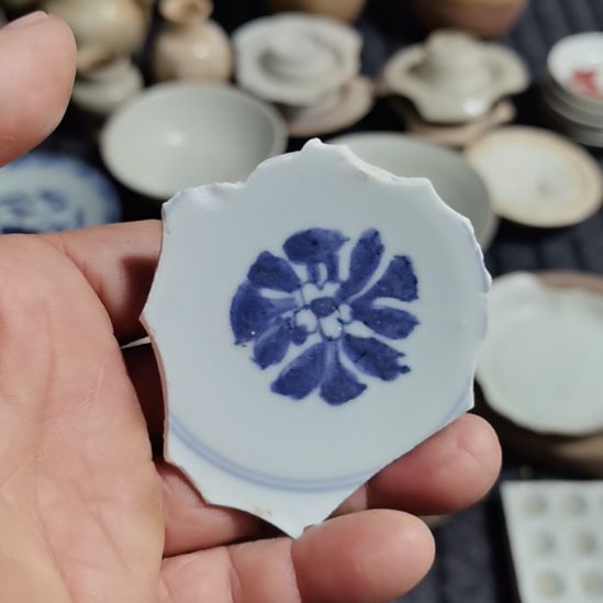 瓷片青花影青杯垫学习标本
