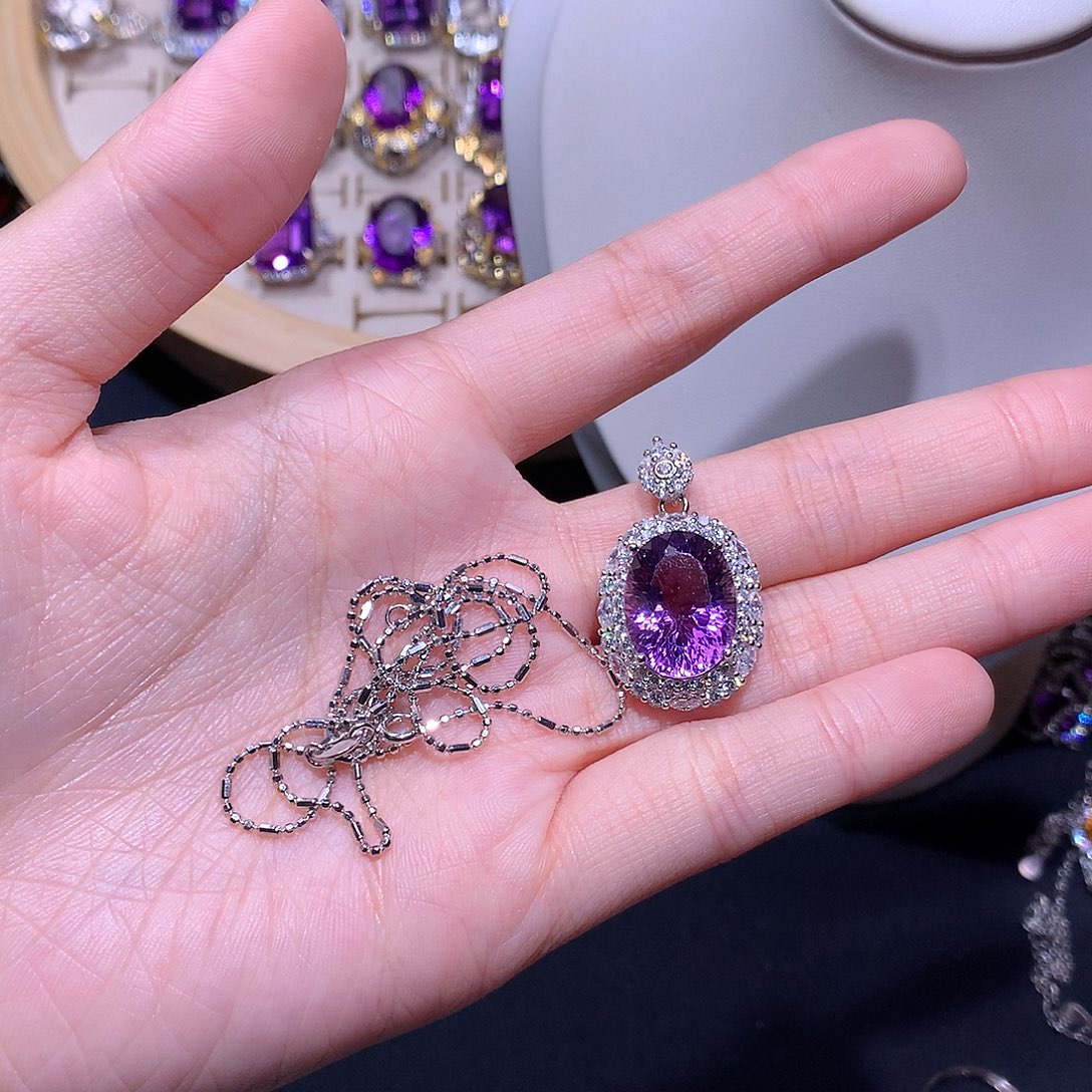 吊坠(赠链)银S925镶嵌紫晶3*?