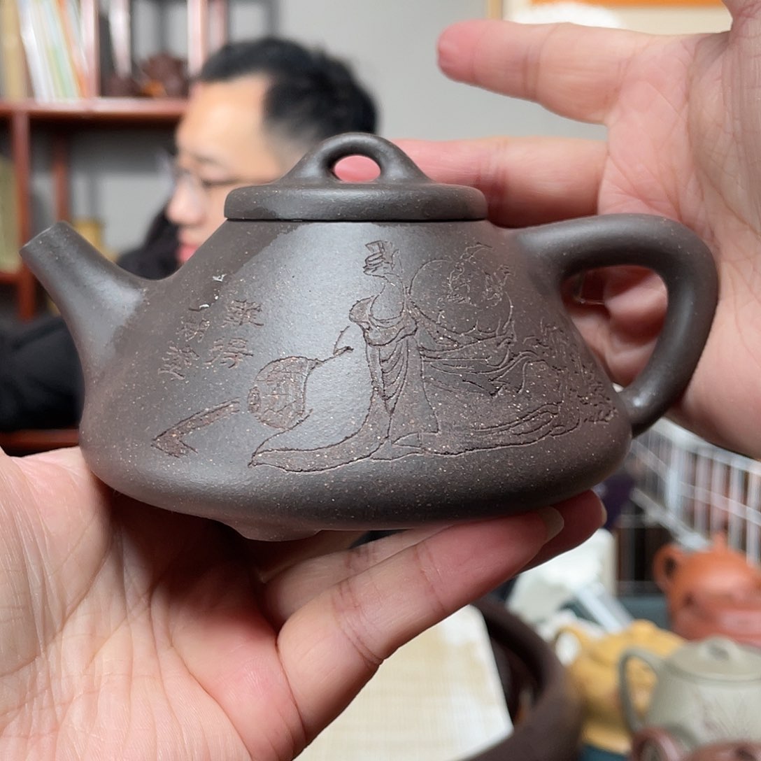 紫泥茶壶老天青子冶石瓢