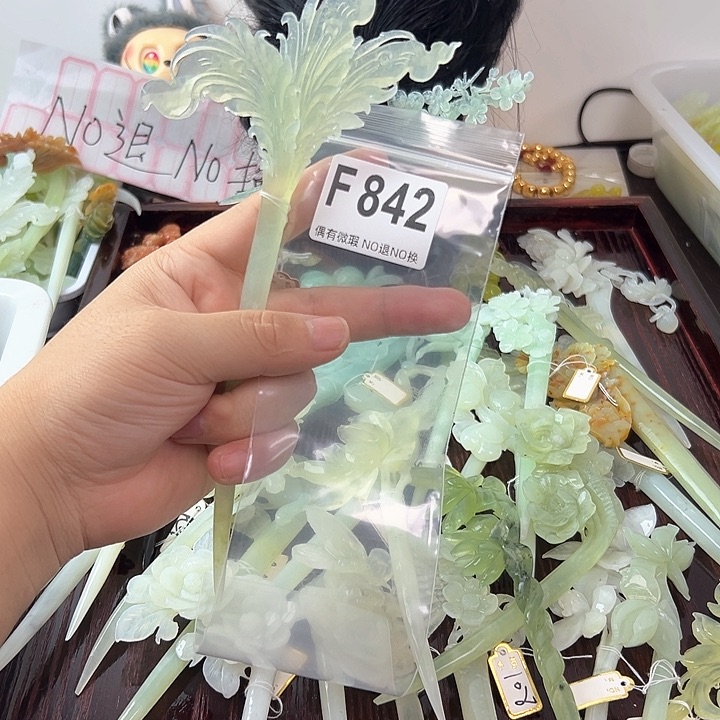 合金蛇纹石玉发饰L****h