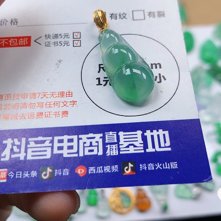 翡翠吊坠(不含链)18K金镶嵌敬*豆子