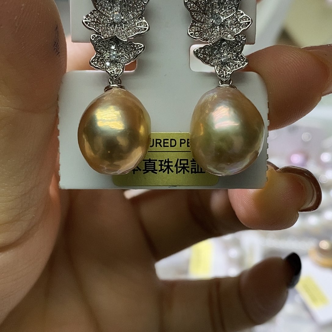 淡水珍珠耳钉银S925镶嵌