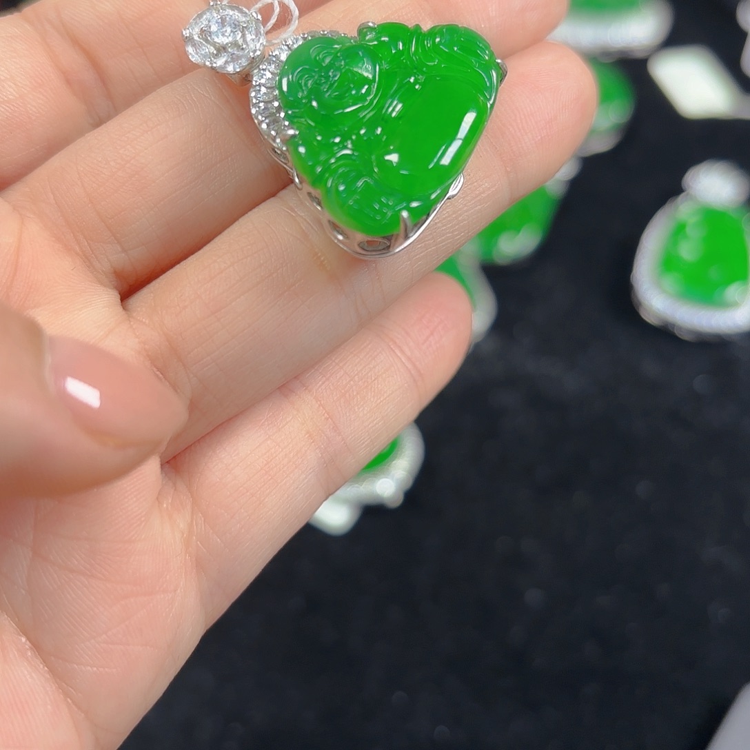 翡翠银S925镶嵌吊坠(不含链)