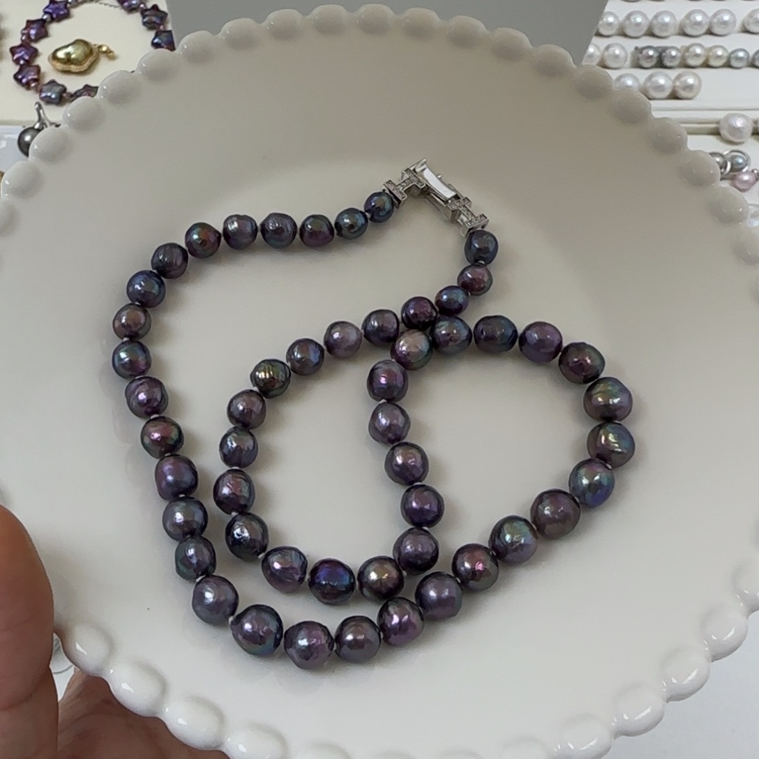 我***0项链淡水珍珠银S925镶嵌