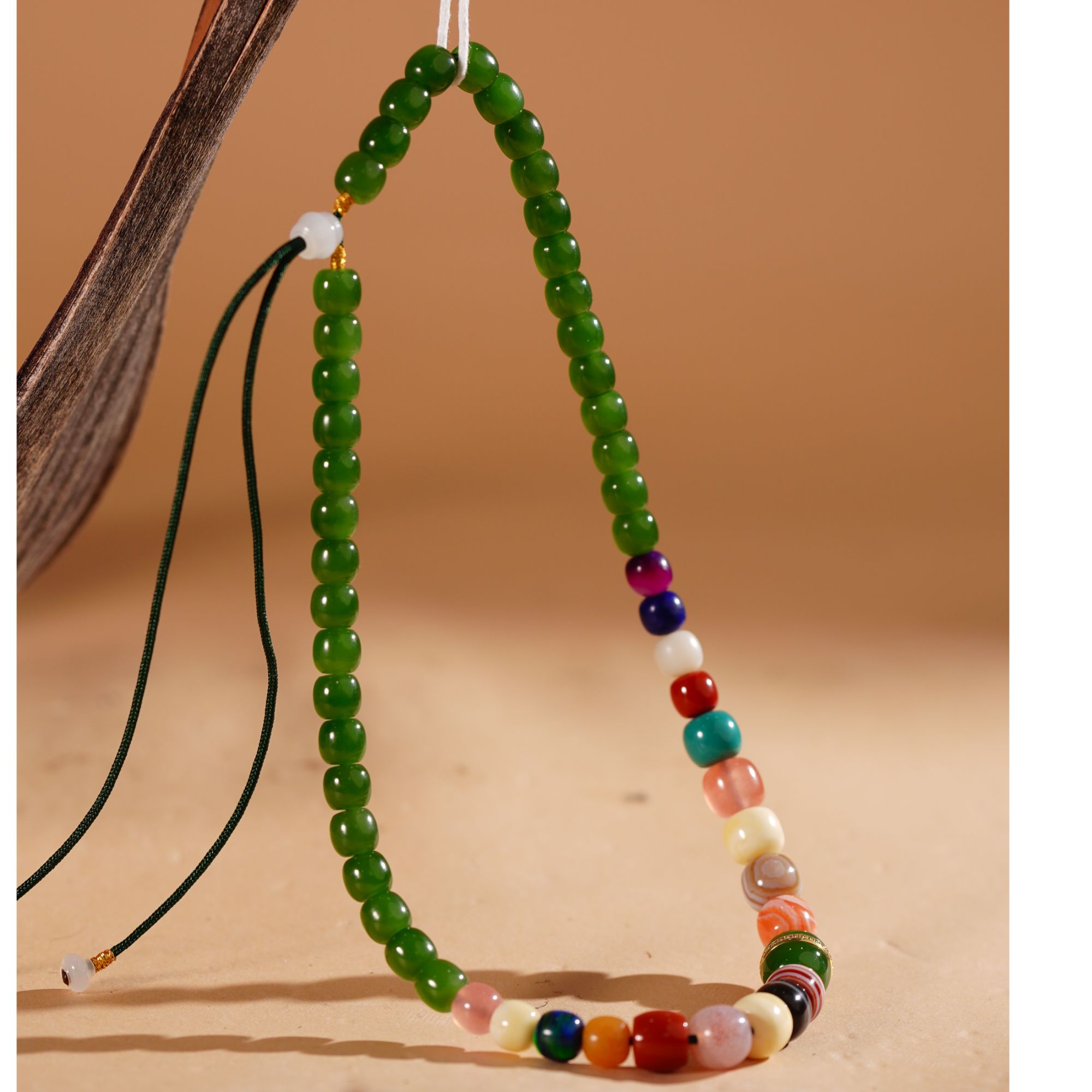 HS140038和田玉碧玉多宝项链