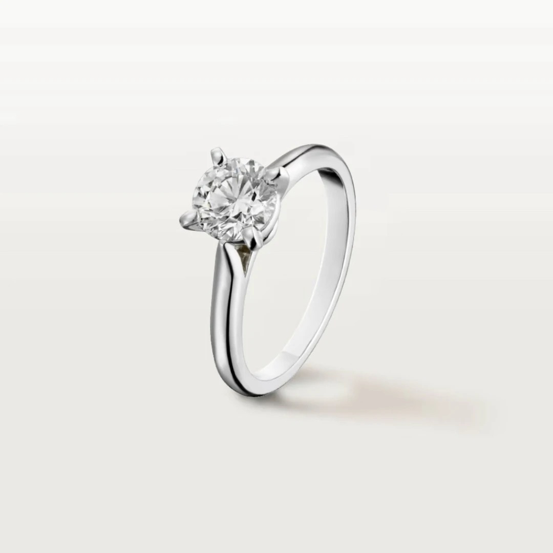 一克拉卡家四爪钻戒 18K金天然钻石