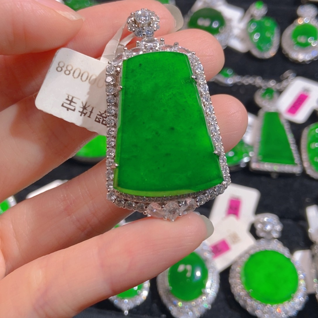 翡翠银S925镶嵌吊坠(不含链)