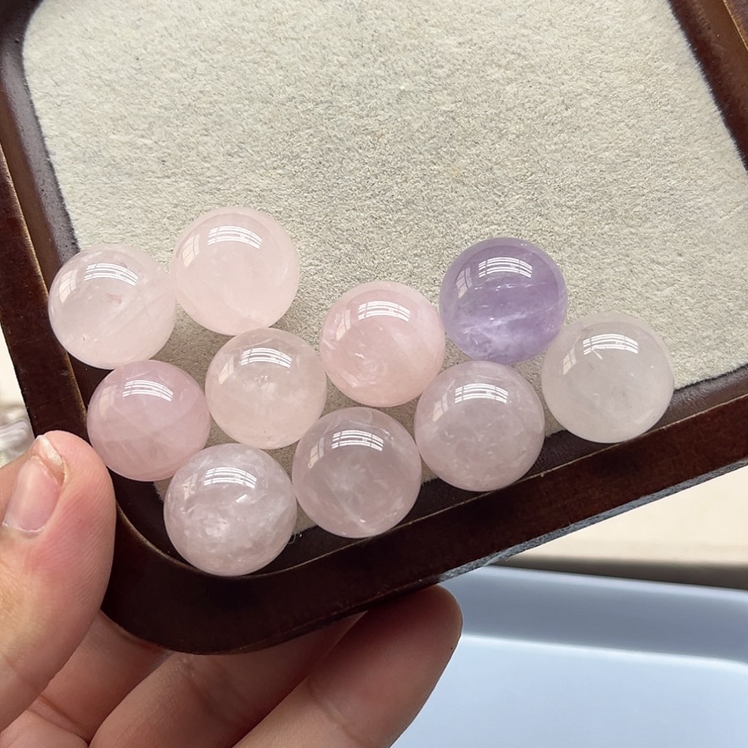 珠宝半成品水晶未镶嵌7 粉水晶球18mm左右