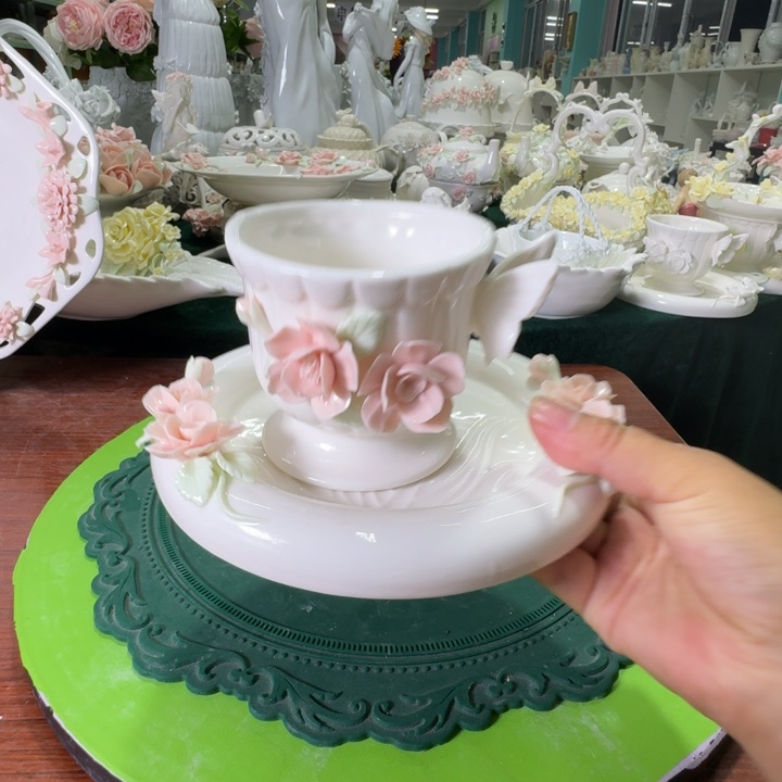 手工捏花咖啡杯套装