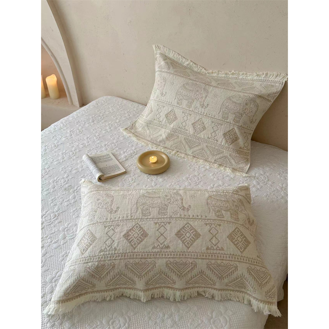 【超级红】本象 亚麻流苏枕巾 