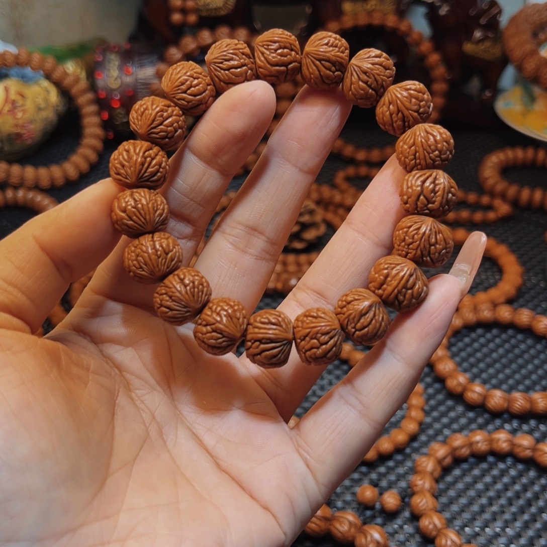 桃核手串15野生籽红皮荔枝