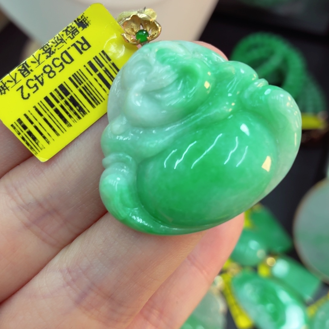 翡翠18K金镶嵌吊坠(不含链)