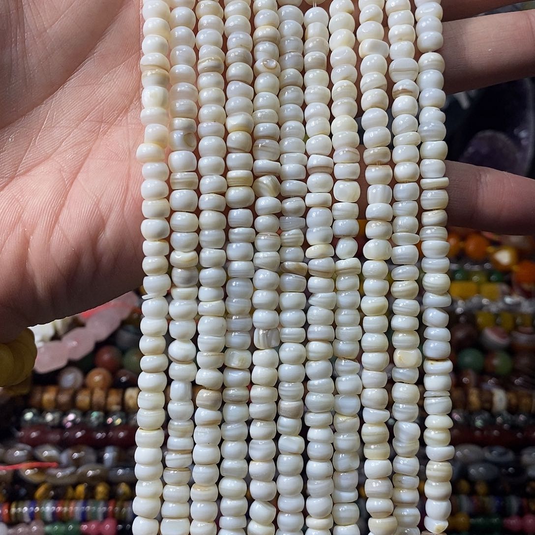 石英质玉未镶嵌，2条，天然贝算盘7mm，