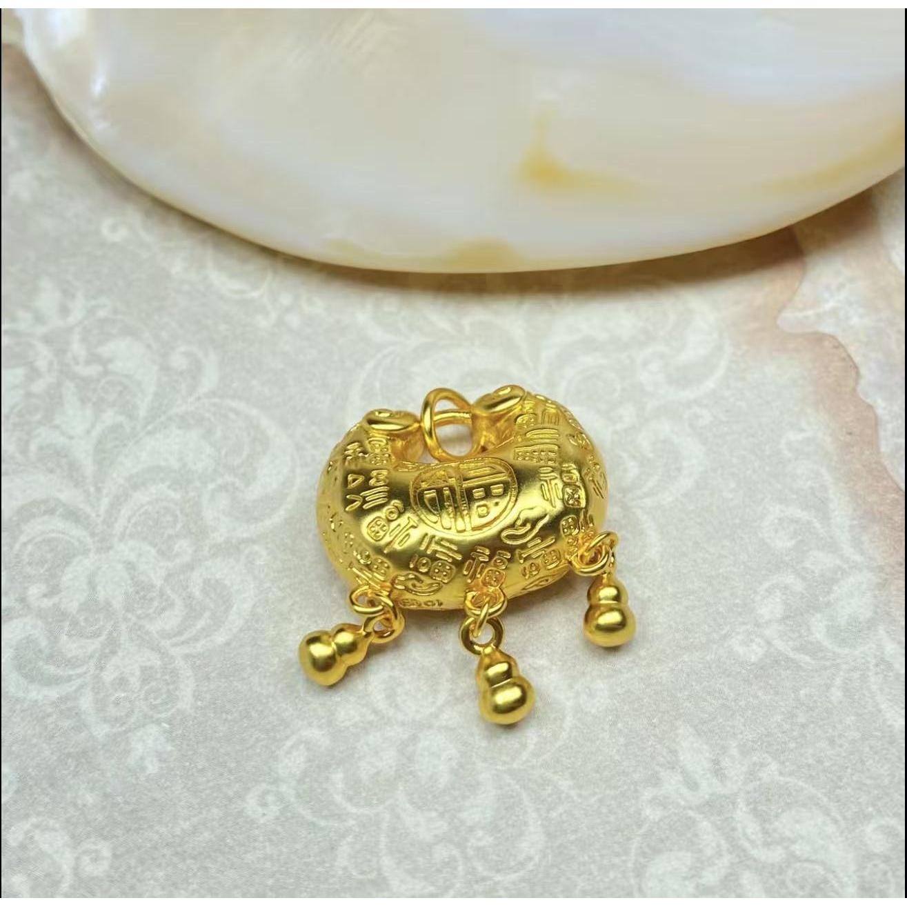 【Z】新中式百福吊坠葫芦流苏锁赠链【SPCD128】