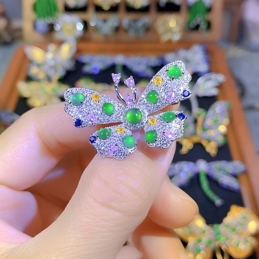 吊坠(不含链)银S925镶嵌翡翠