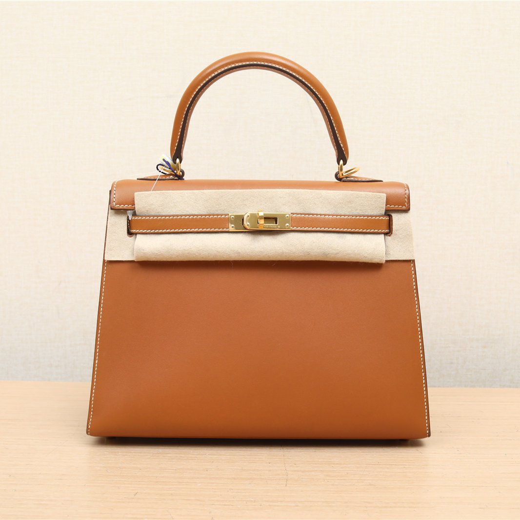 95新 Hermes/爱马仕 小花攀攀Kelly 25 37金棕色 Box皮 A刻 金扣