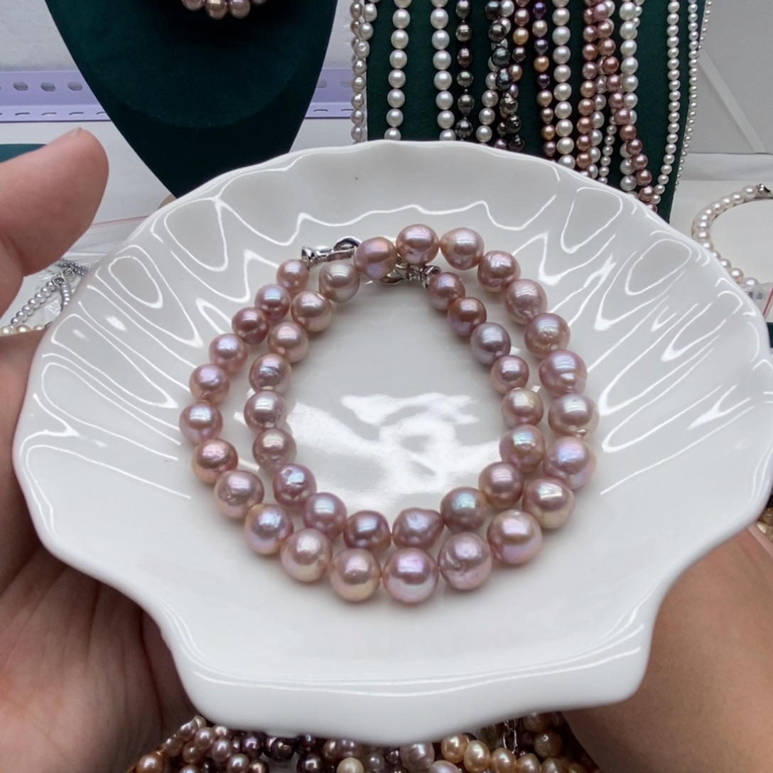 银S925镶嵌淡水珍珠天然淡水珍珠无人工干预10