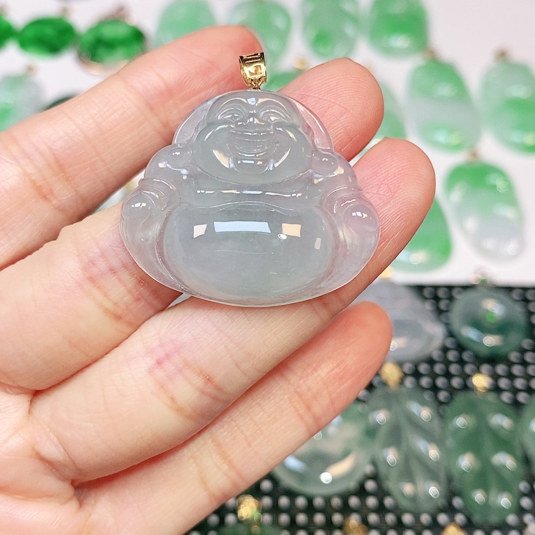 翡翠吊坠(不含链)18K金镶嵌