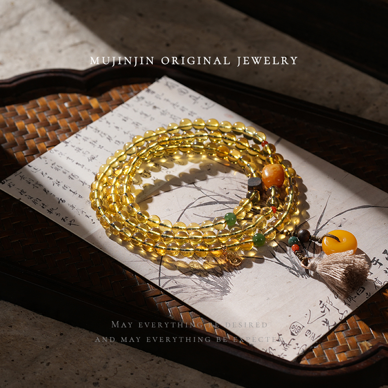 天然琥珀蓝珀多圈手链女款约4-5m设计款串珠手串时尚饰品