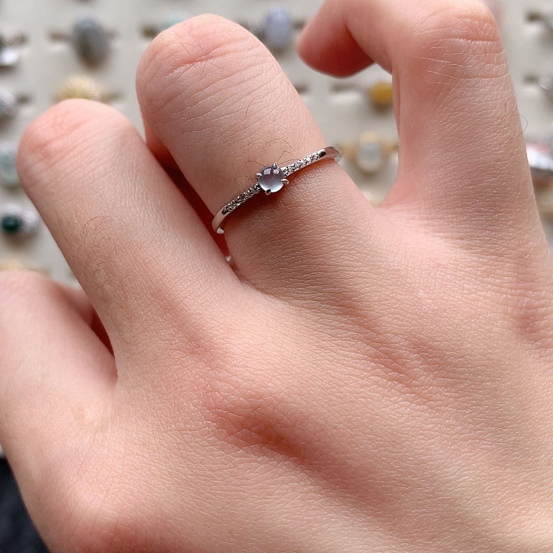 翡翠戒指银S925镶嵌0280