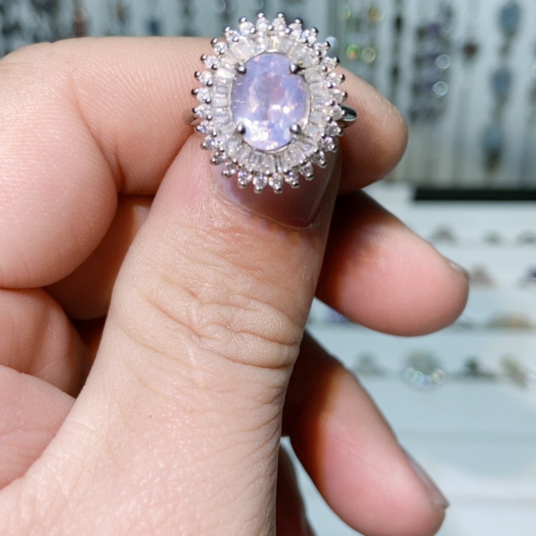 绿水晶戒指银S925镶嵌