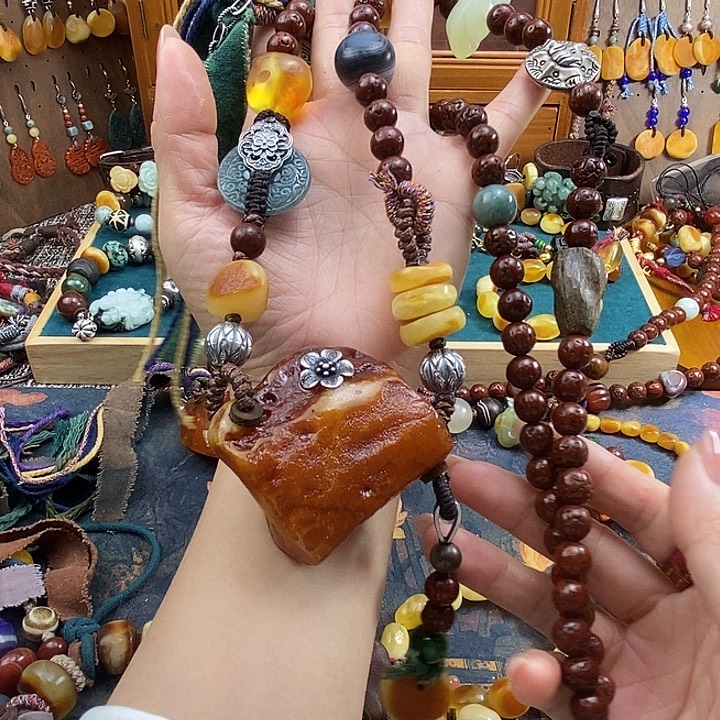 蜜蜡未镶嵌项链项链